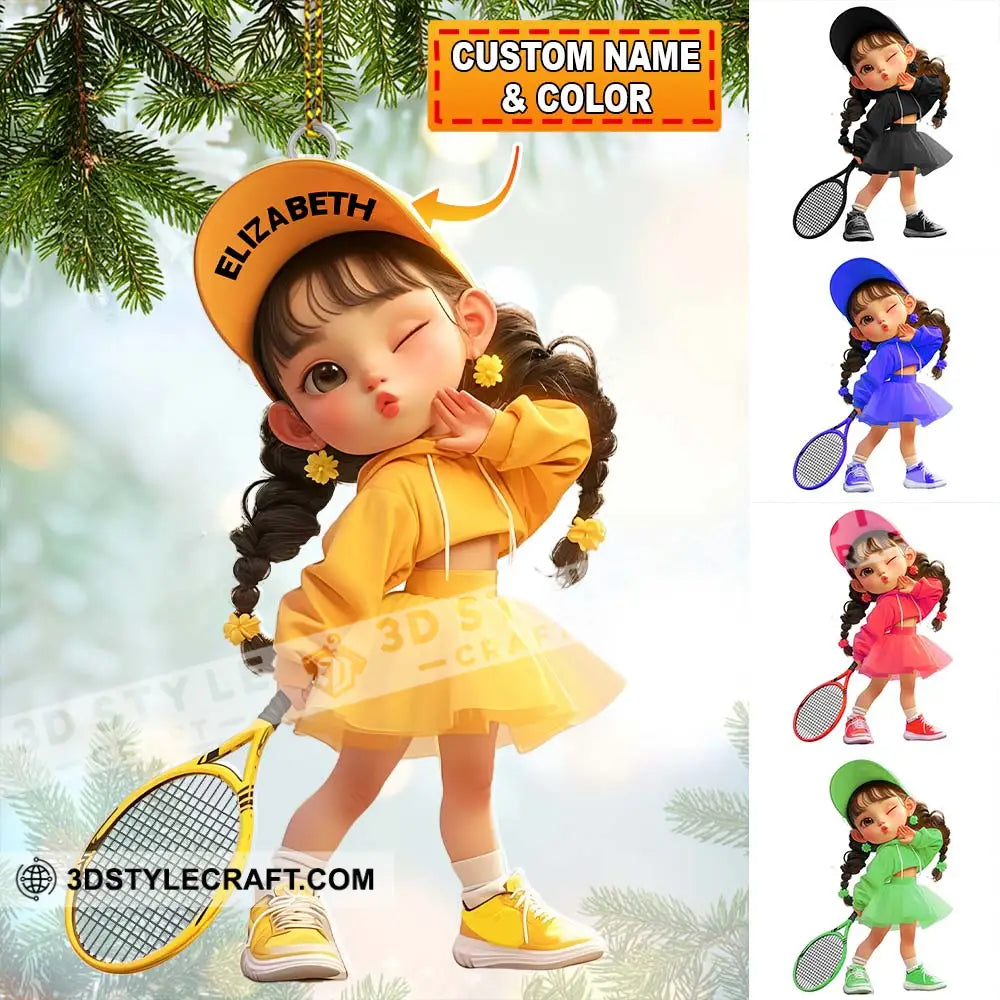 Custom Name Woman Tennis Ornament Christmas Gift