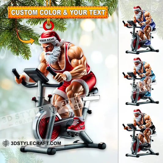 Custom Name Work Out Santa Ornament Gym Lover Christmas Gift