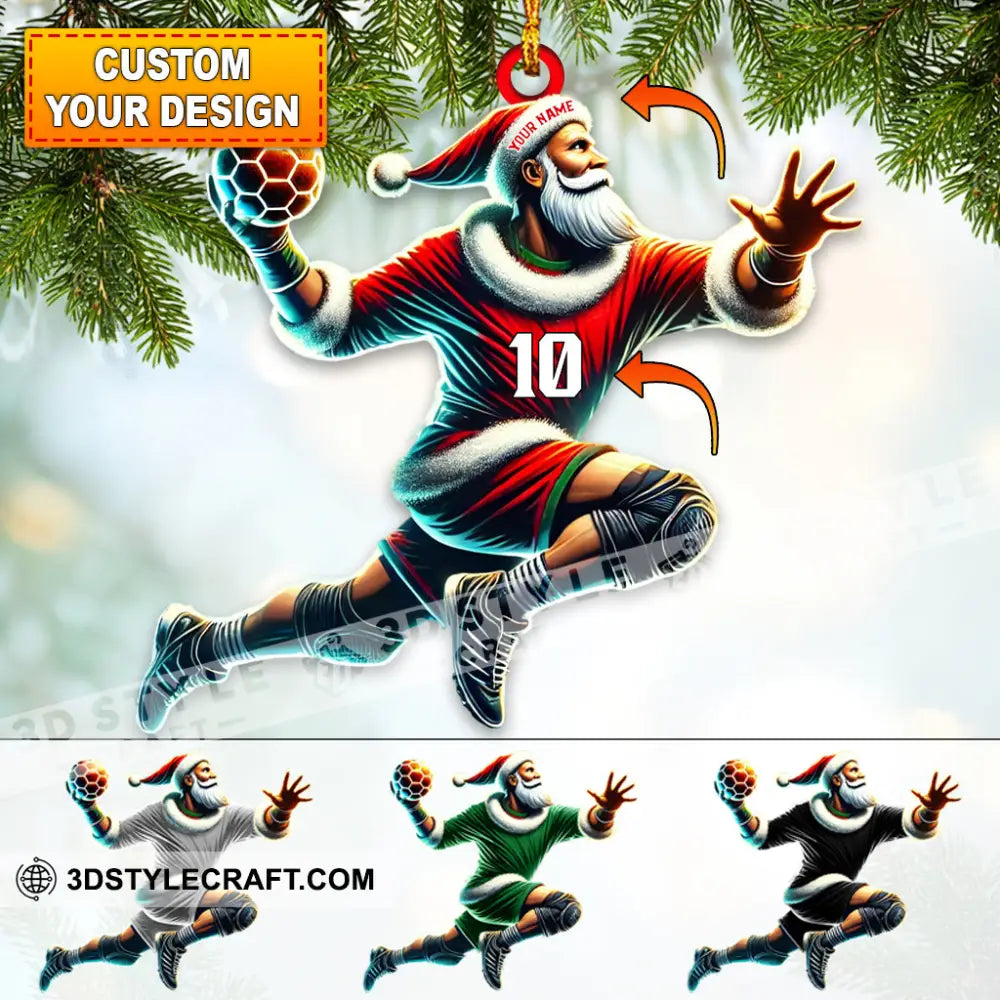 Custom Number Handball Santa Ornament Christmas Gift For Lover