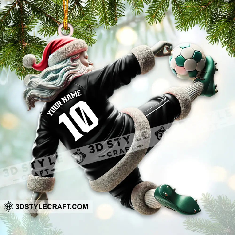 Custom Number Soccer Santa Ornament Christmas Gift