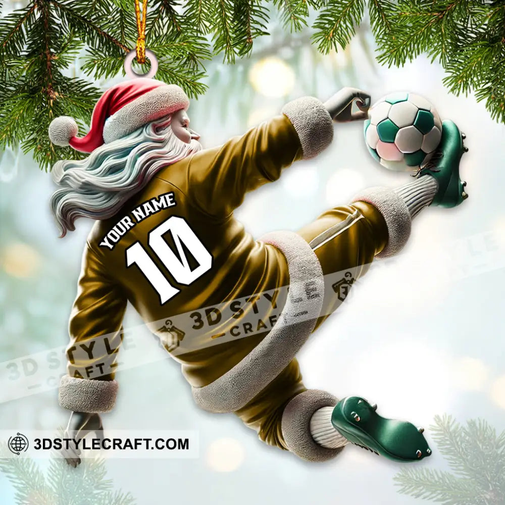 Custom Number Soccer Santa Ornament Christmas Gift