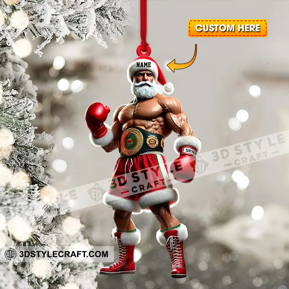 Custom Ornament Christmas Boxing Santa Decor 3.54’’ / 1