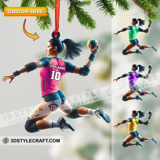 Custom Ornament Handball Woman Christmas Decor 3.54’’ / 1