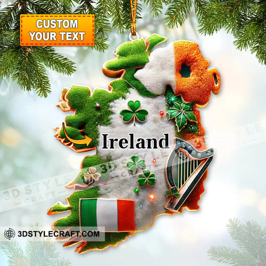 Custom Ornament Ireland Map Christmas Decor 3.54’’ / 1