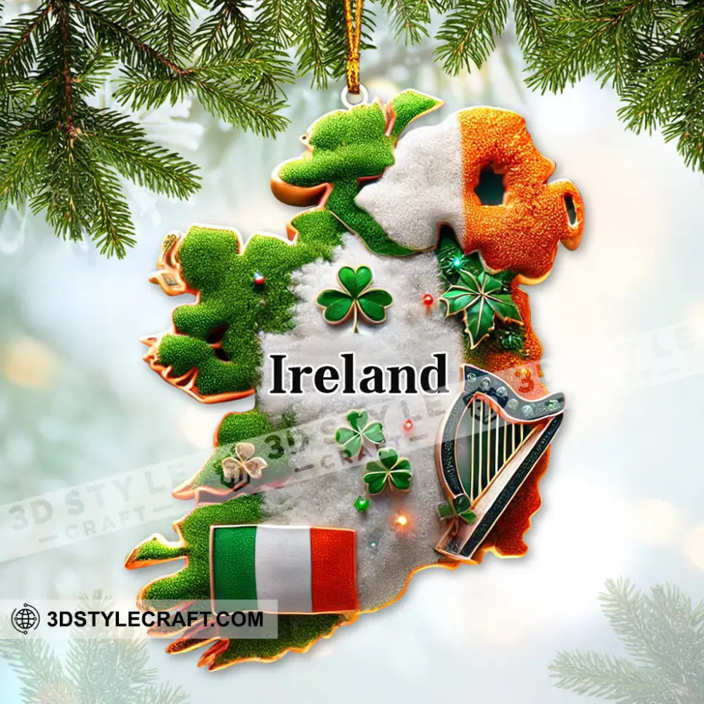 Custom Ornament Ireland Map Christmas Decor