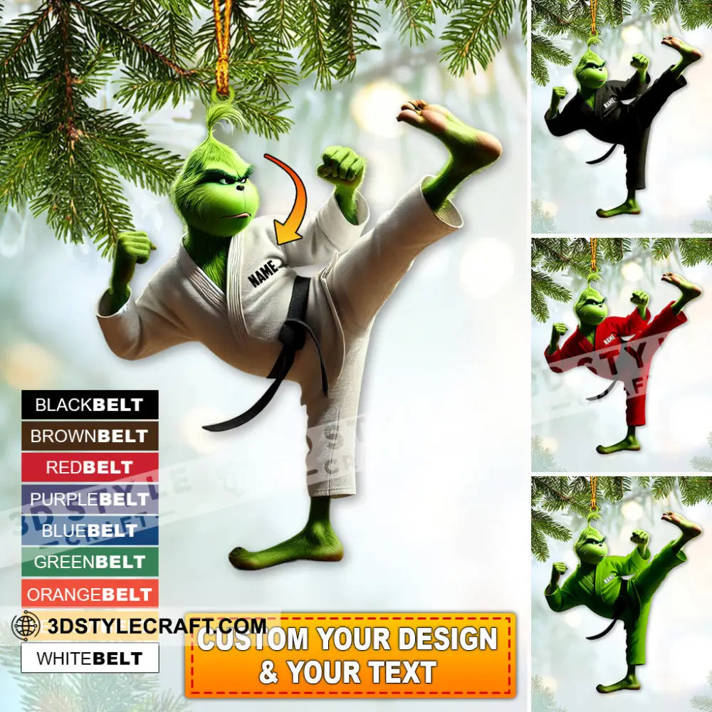 Custom Ornament Karate Christmas Elf Decor 3.54’’ / 1