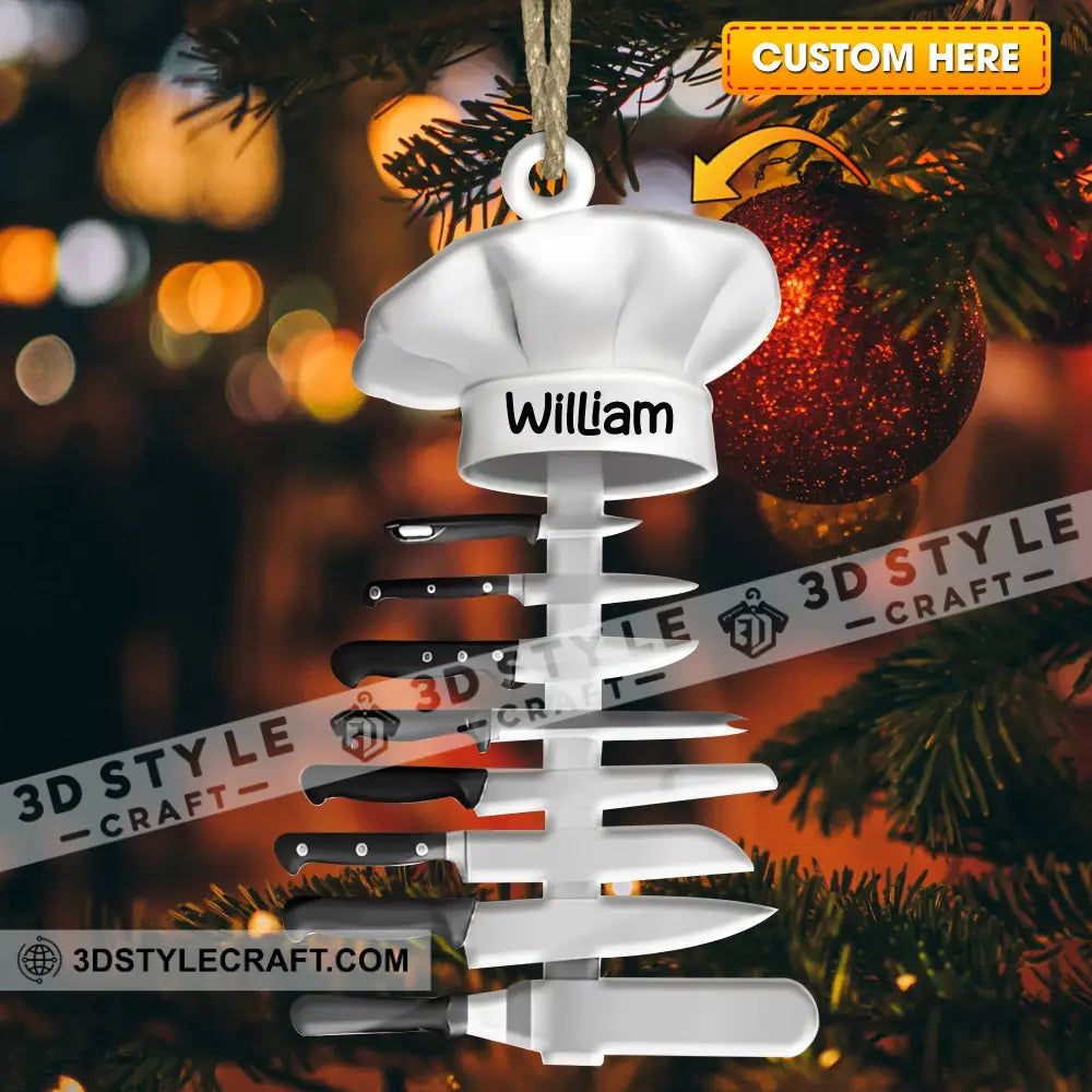 Custom Ornament, Knife Of Chef Tree Ornament, Christmas Decor