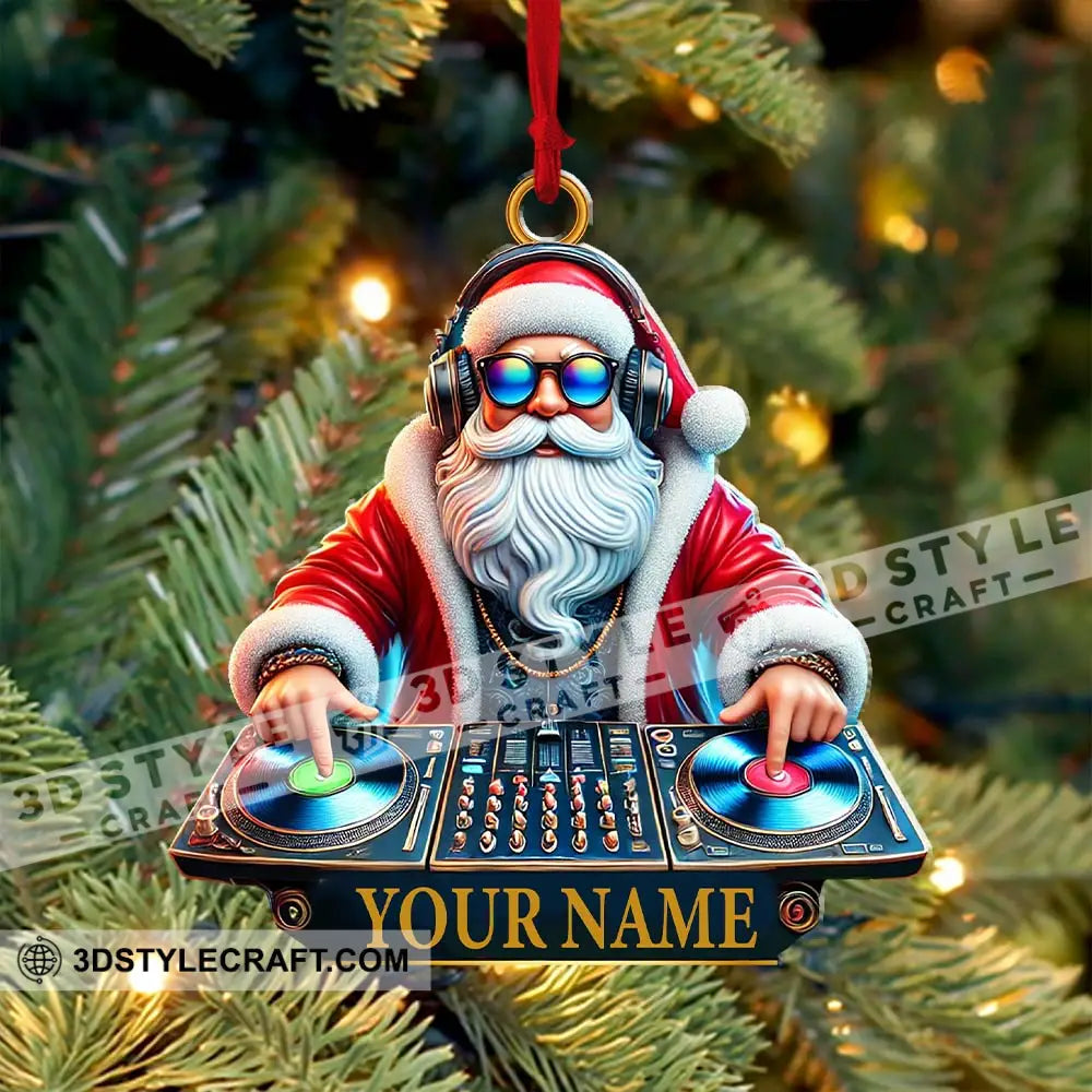 Custom Ornament Santa Dj Christmas Decor