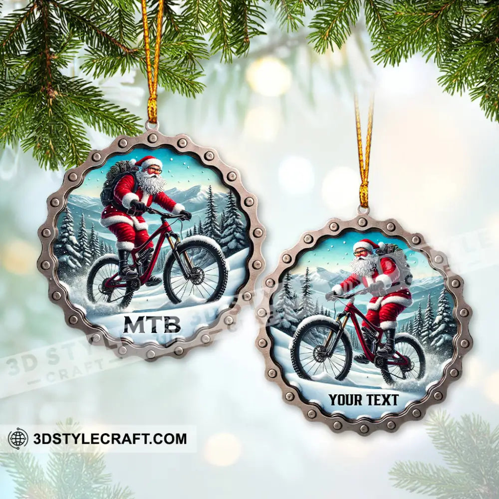 Custom Ornament Santa Riding A Bike Christmas Decor