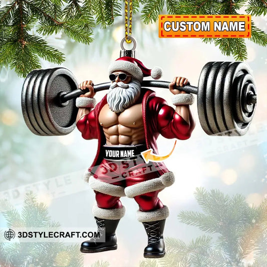 Custom Ornament Weightlifting Santa Christmas Decor 3.54’’ / 1