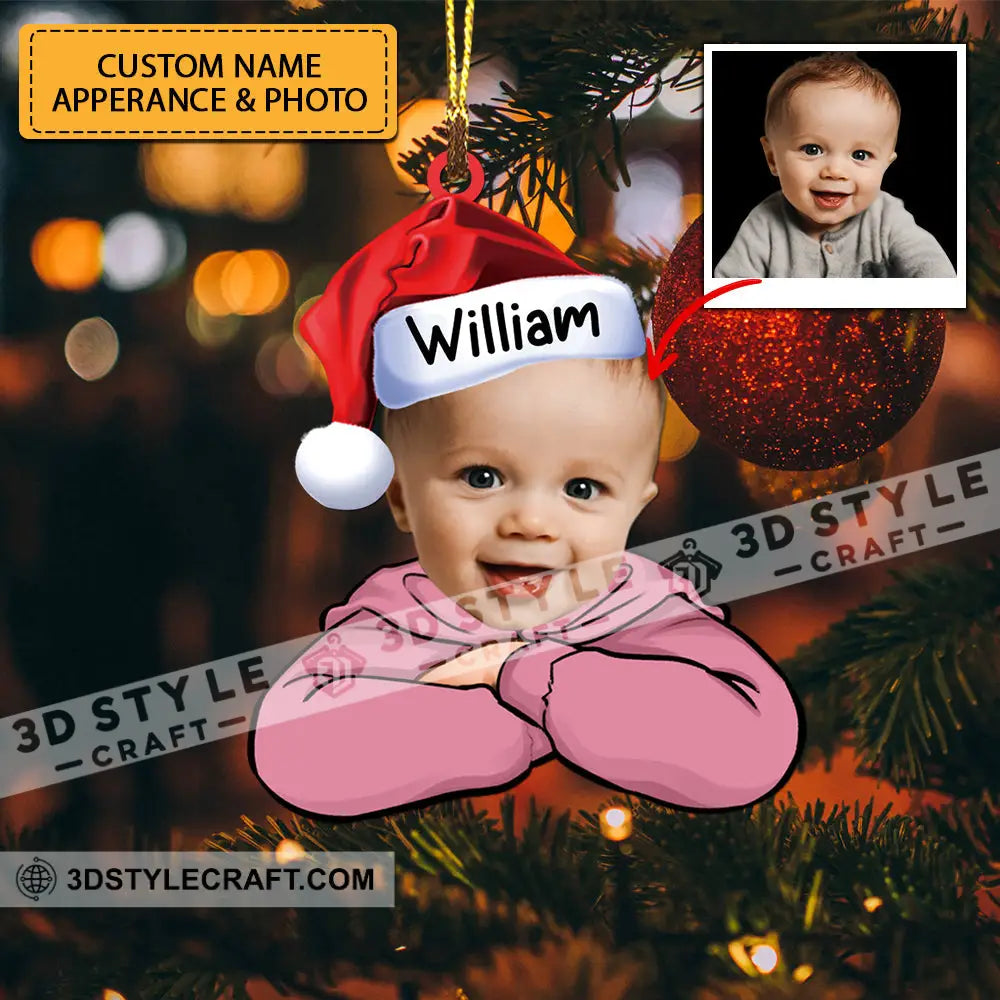 Custom Photo And Name For Christmas - Personalized Acrylic Ornament Xmas Gift Friends Family / 1