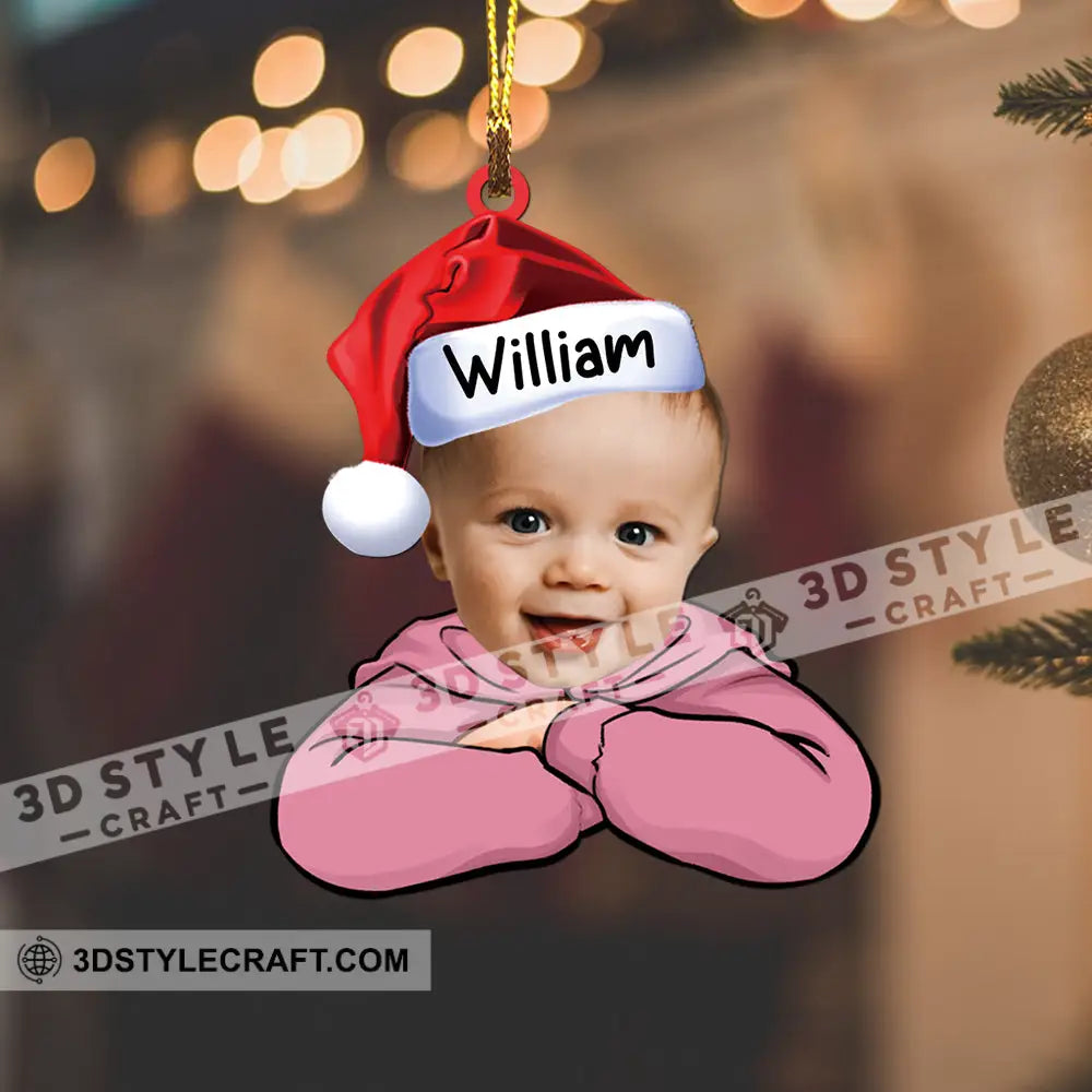 Custom Photo And Name For Christmas - Personalized Acrylic Ornament Xmas Gift Friends Family