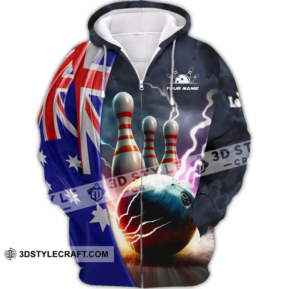 Custom Unisex Shirt Bowling Australia Polo T-Shirt For Lovers Zipper Hoodie / S