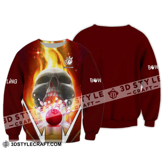 Custom Unisex Shirt, Bowling Skull T-Shirt, Bowling Shirt, Shirt For Bowling Lovers style option 4