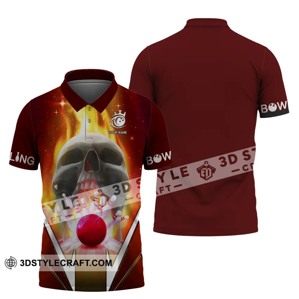 Custom Unisex Shirt Bowling Skull T-Shirt For Lovers Polo / S