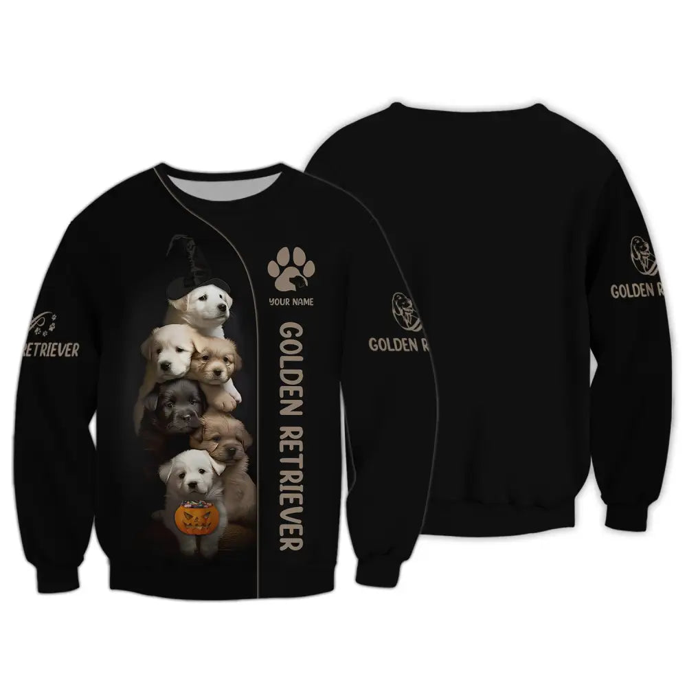 Custom Unisex Shirt Golden Retriever Halloween T-Shirt Hoodie Pet Long Sleeve / S
