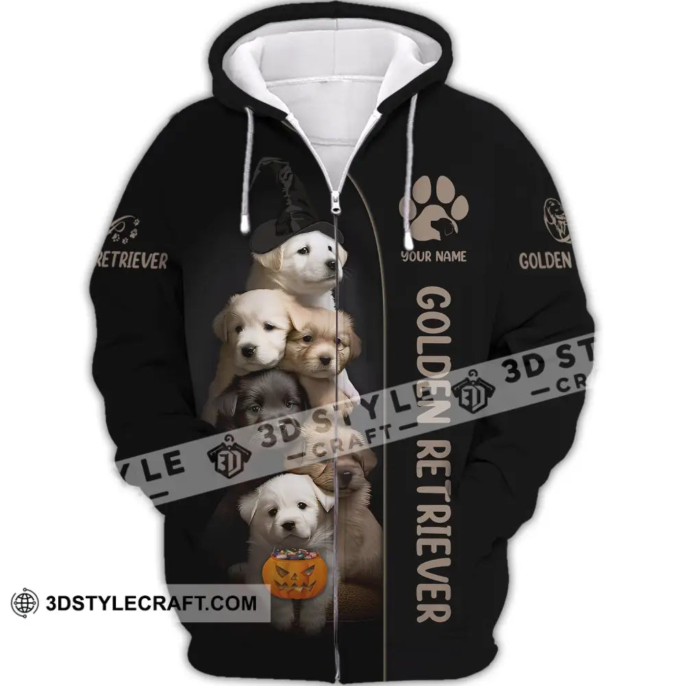 Custom Unisex Shirt Golden Retriever Halloween T-Shirt Hoodie Pet Zipper / S