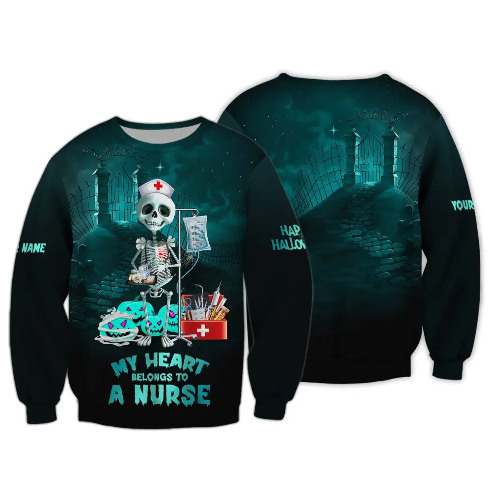 Custom Unisex Shirt Nurse Halloween T-Shirt Hoodie For Long Sleeve / S