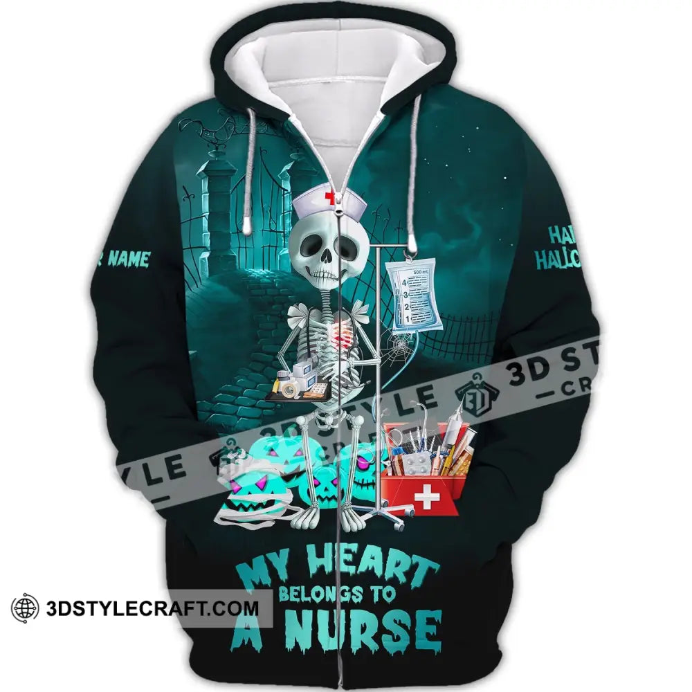 Custom Unisex Shirt Nurse Halloween T-Shirt Hoodie For Zipper / S