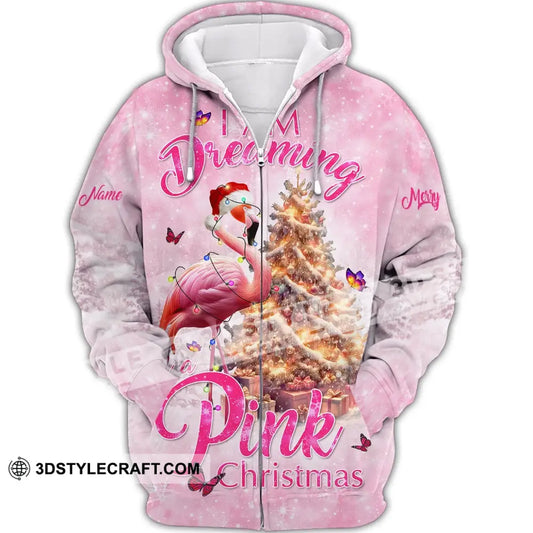 Custom Woman Shirt Flamingo Christmas Hoodie For Zipper / S T-Shirt