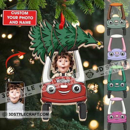 Custom Wooden Ornament Kid On Car Christmas Decor