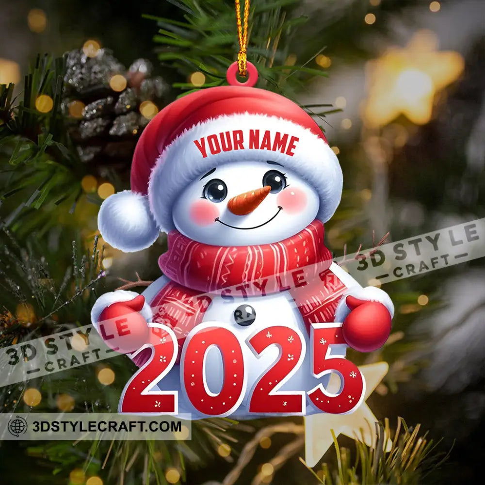 Cute Snowman 2025 Christmas Ornament Personalized