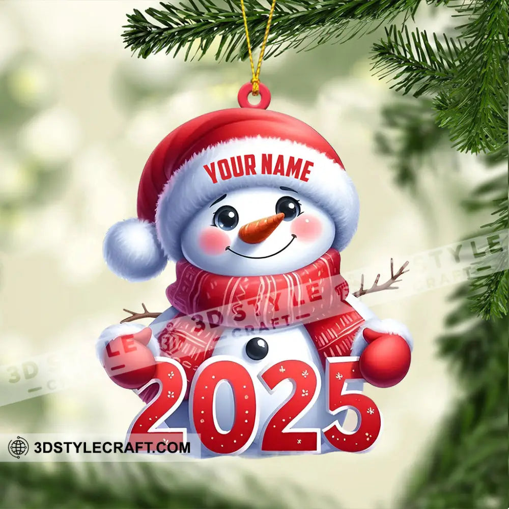 Cute Snowman 2025 Christmas Ornament Personalized