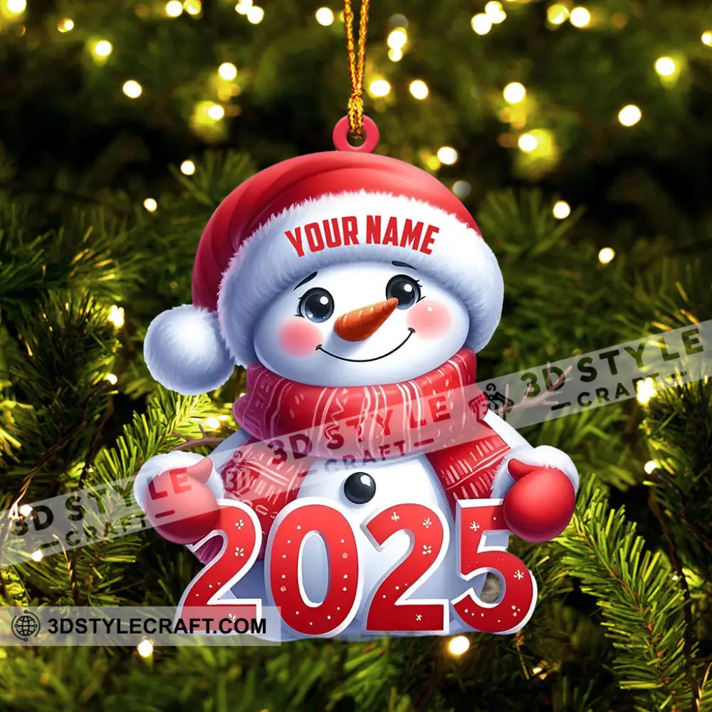 Cute Snowman 2025 Christmas Ornament Personalized