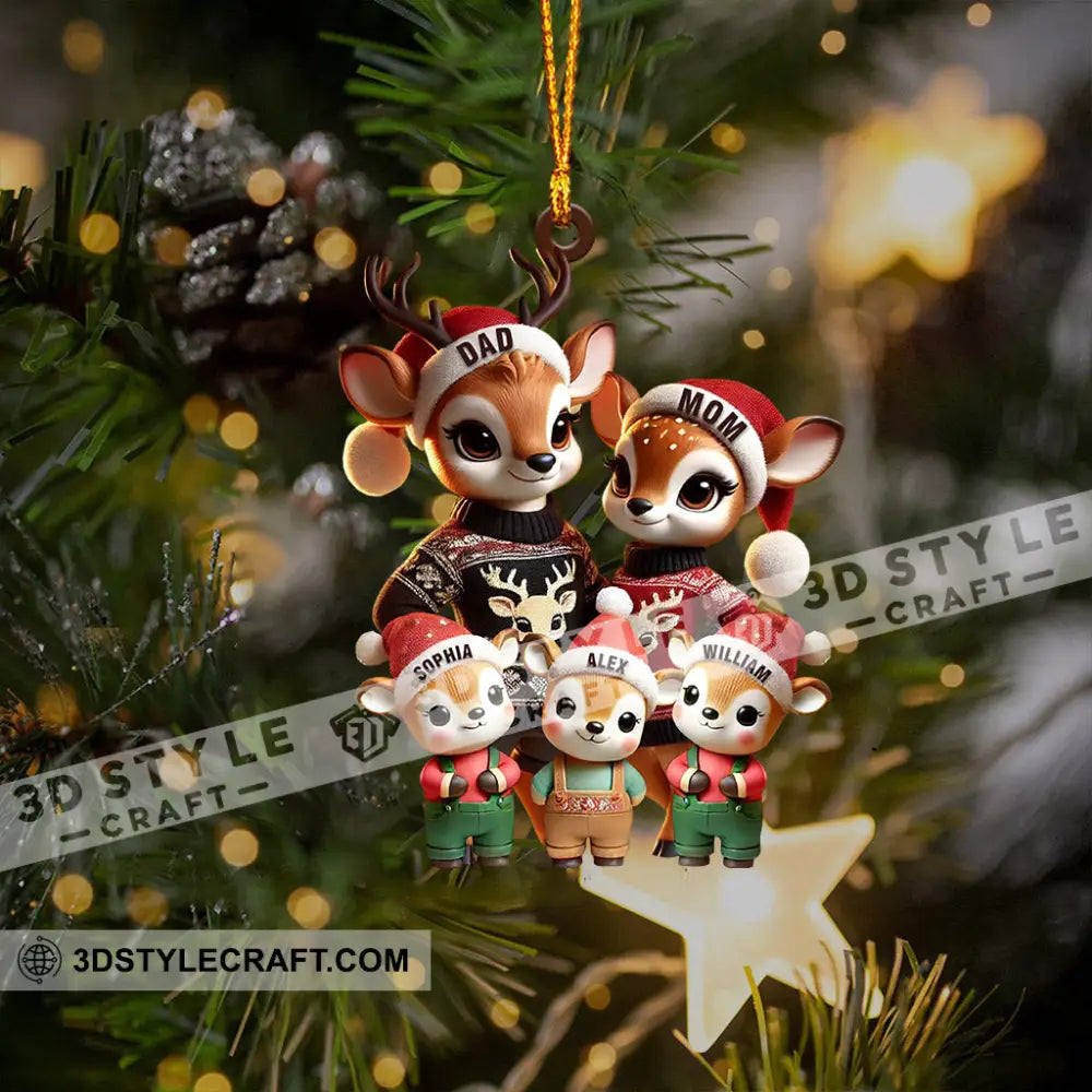 Deer Family Decor Christmas Ornament Personalized