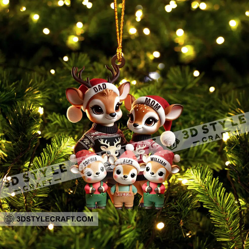 Deer Family Decor Christmas Ornament Personalized