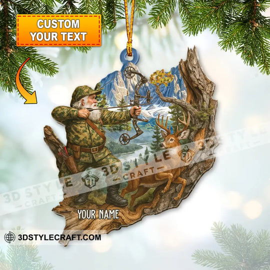 Deer Hunting Santa, Home Decor, Christmas Ornament, Personalized Ornament style option 1