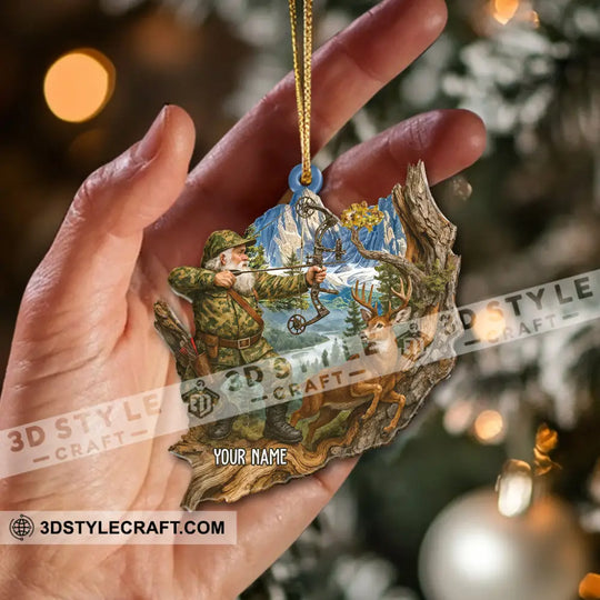 Deer Hunting Santa, Home Decor, Christmas Ornament, Personalized Ornament style option 2