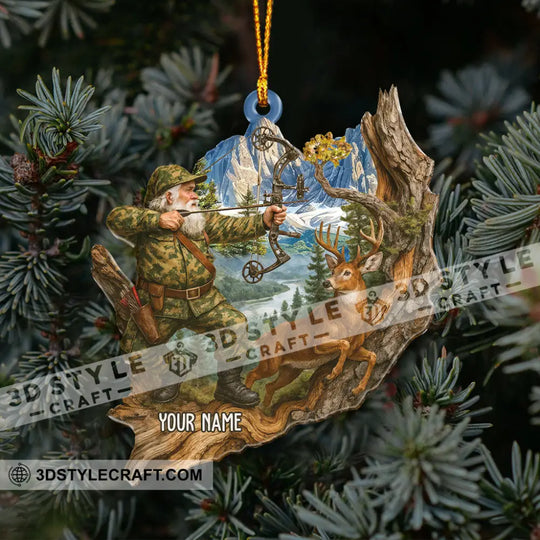 Deer Hunting Santa, Home Decor, Christmas Ornament, Personalized Ornament style option 4