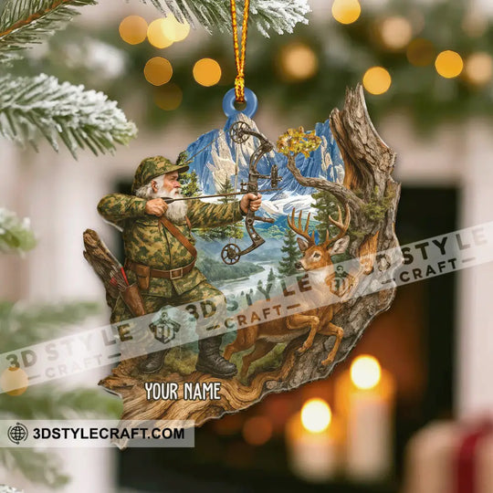 Deer Hunting Santa, Home Decor, Christmas Ornament, Personalized Ornament style option 3