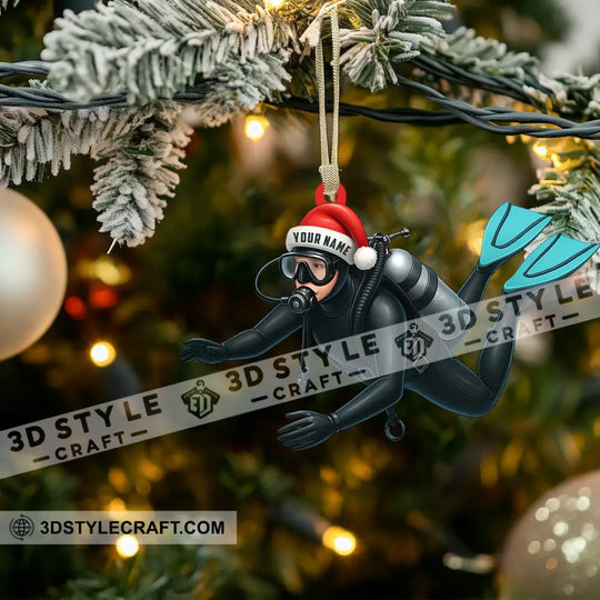Diver Santa, Home Decor, Christmas Ornament, Personalized Ornament style option 3