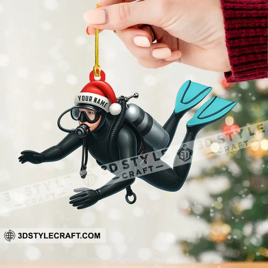 Diver Santa, Home Decor, Christmas Ornament, Personalized Ornament style option 2