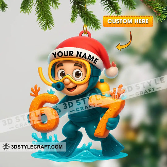 Diving Christmas Home Decor, Christmas Ornament, Personalized Ornament style option 1