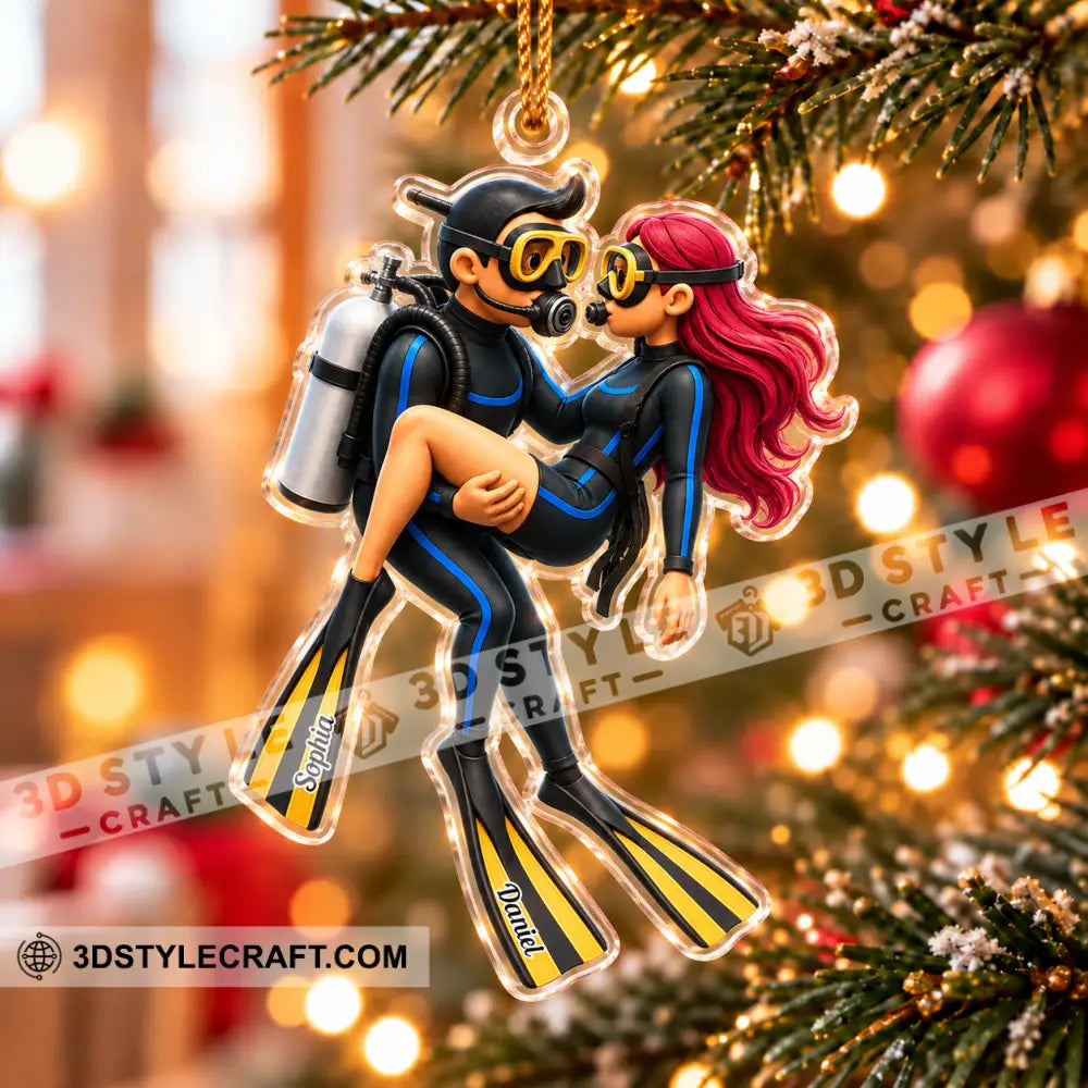 Diving Couple Home Decor Christmas Ornament Personalized Ornament - Ornament