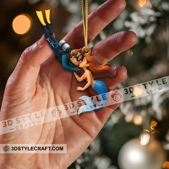Diving Couple Home Decor, Christmas Ornament, Personalized Ornament style option 2