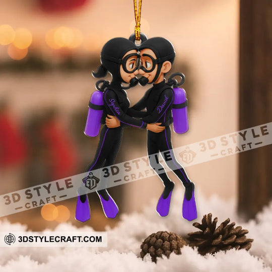 Diving Couple Home Decor, Christmas Ornament, Personalized Ornament style option 3