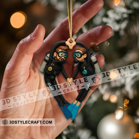 Diving Couple Home Decor, Christmas Ornament, Personalized Ornament style option 2