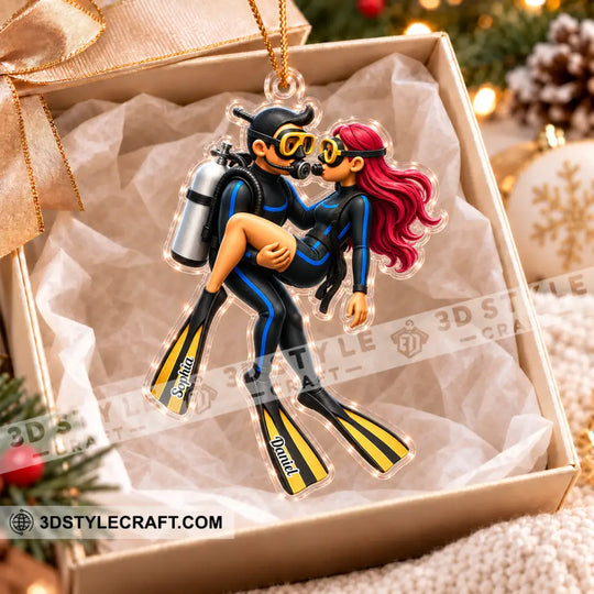 Diving Couple Home Decor, Christmas Ornament, Personalized Ornament style option 4