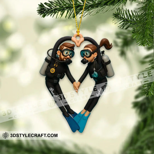 Diving Couple Home Decor, Christmas Ornament, Personalized Ornament style option 4