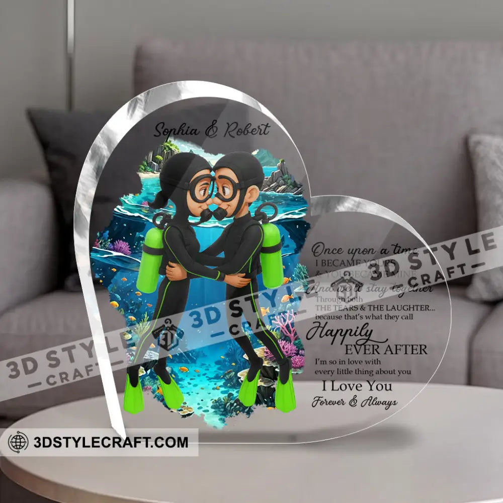 Diving Couple Love Forever Gift For Couple - Personalized Custom Shaped Acrylic Plaque Custom Shaped Acrylic Plaque