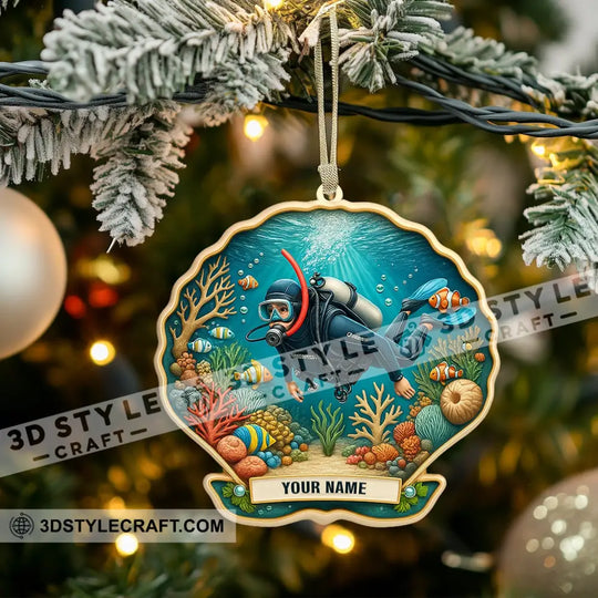 Diving Home Decor, Christmas Ornament, Personalized Ornament style option 3