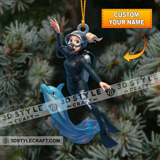 Diving Home Decor, Christmas Ornament, Personalized Ornament style option 1