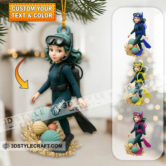 Diving Home Decor, Christmas Ornament, Personalized Ornament style option 1