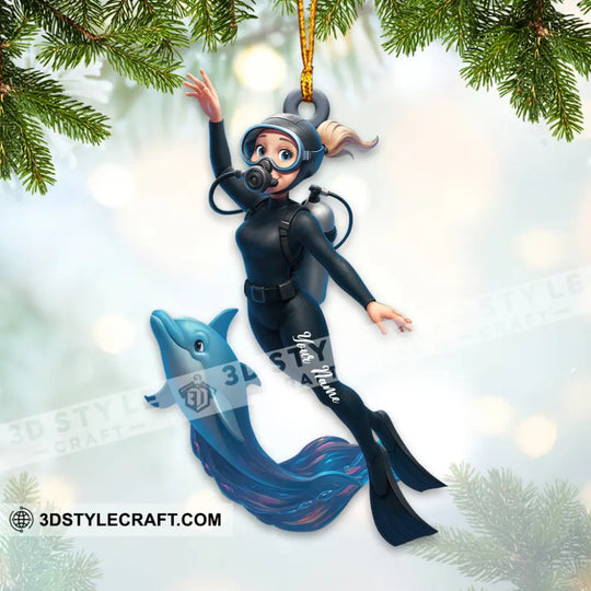 Diving Home Decor, Christmas Ornament, Personalized Ornament style option 4
