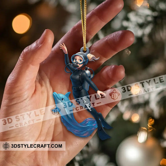 Diving Home Decor, Christmas Ornament, Personalized Ornament style option 2