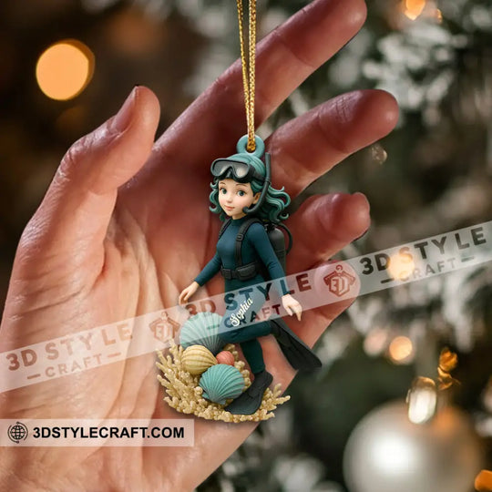 Diving Home Decor, Christmas Ornament, Personalized Ornament style option 2